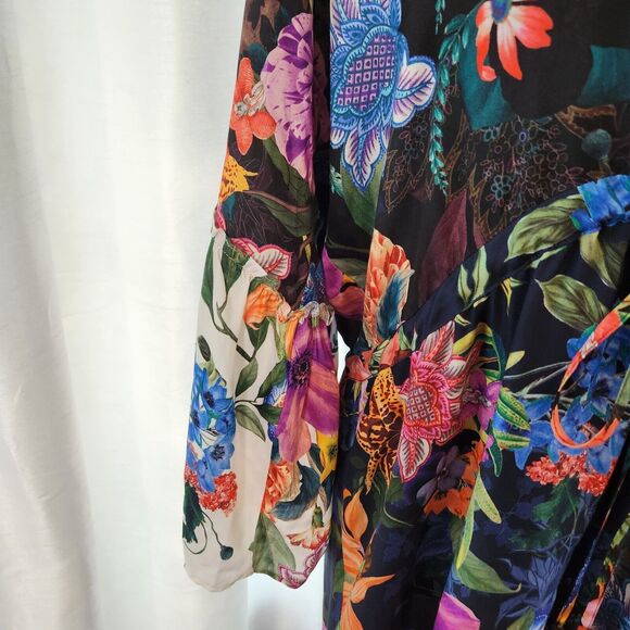 NEW Johnny Was Neon Jungle Mix Tier Dress Women S Silk Blend Tropical Boho Beach - Picture 5 of 13